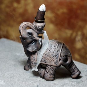 Peace of the East Wood Effect Elephant Backflow Incense Burner