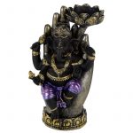 GAN12_001_1607955682 Purple, Gold & Black Ganesh in Hand Lotus Tea Light Candle Holder