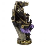 GAN12_002_1607955682 Purple, Gold & Black Ganesh in Hand Lotus Tea Light Candle Holder