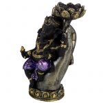 GAN12_004_1607955682 Purple, Gold & Black Ganesh in Hand Lotus Tea Light Candle Holder