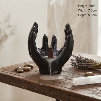 Mantric Hands Tarot Hands Palms Open Incense Cone Burner Mantric Tarot Hands Palms Open Incense Cone Burner