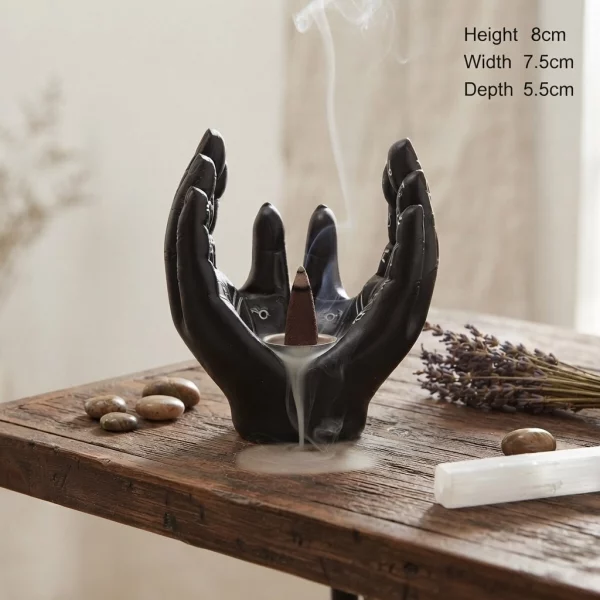 Mantric Hands Tarot Hands Palms Open Incense Cone Burner Mantric Tarot Hands Palms Open Incense Cone Burner
