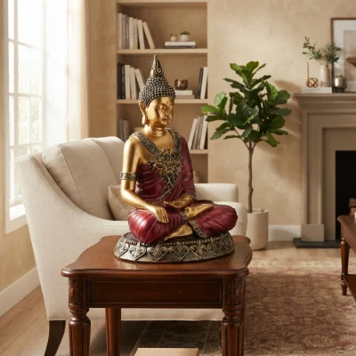 Red & Gold Thai Buddha Contemplatio